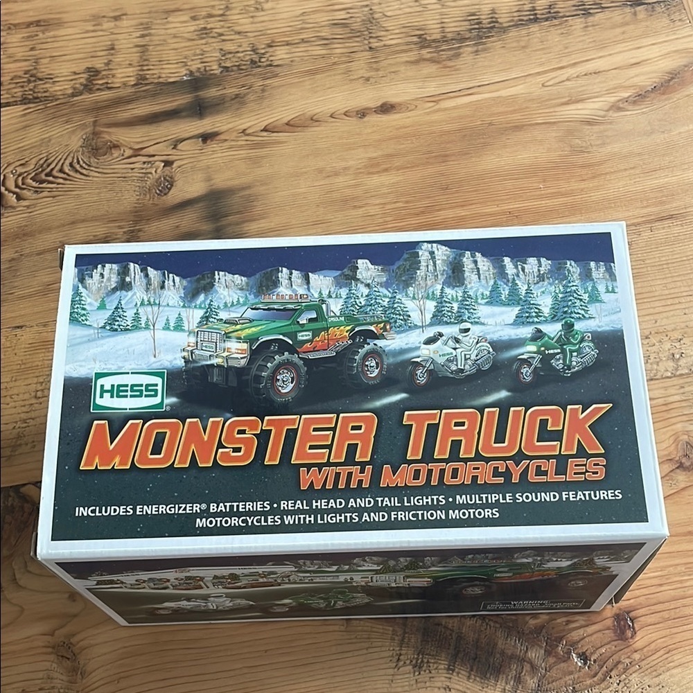 Monster Truck with Motorcycles - Green and White 2007 collectible with box
